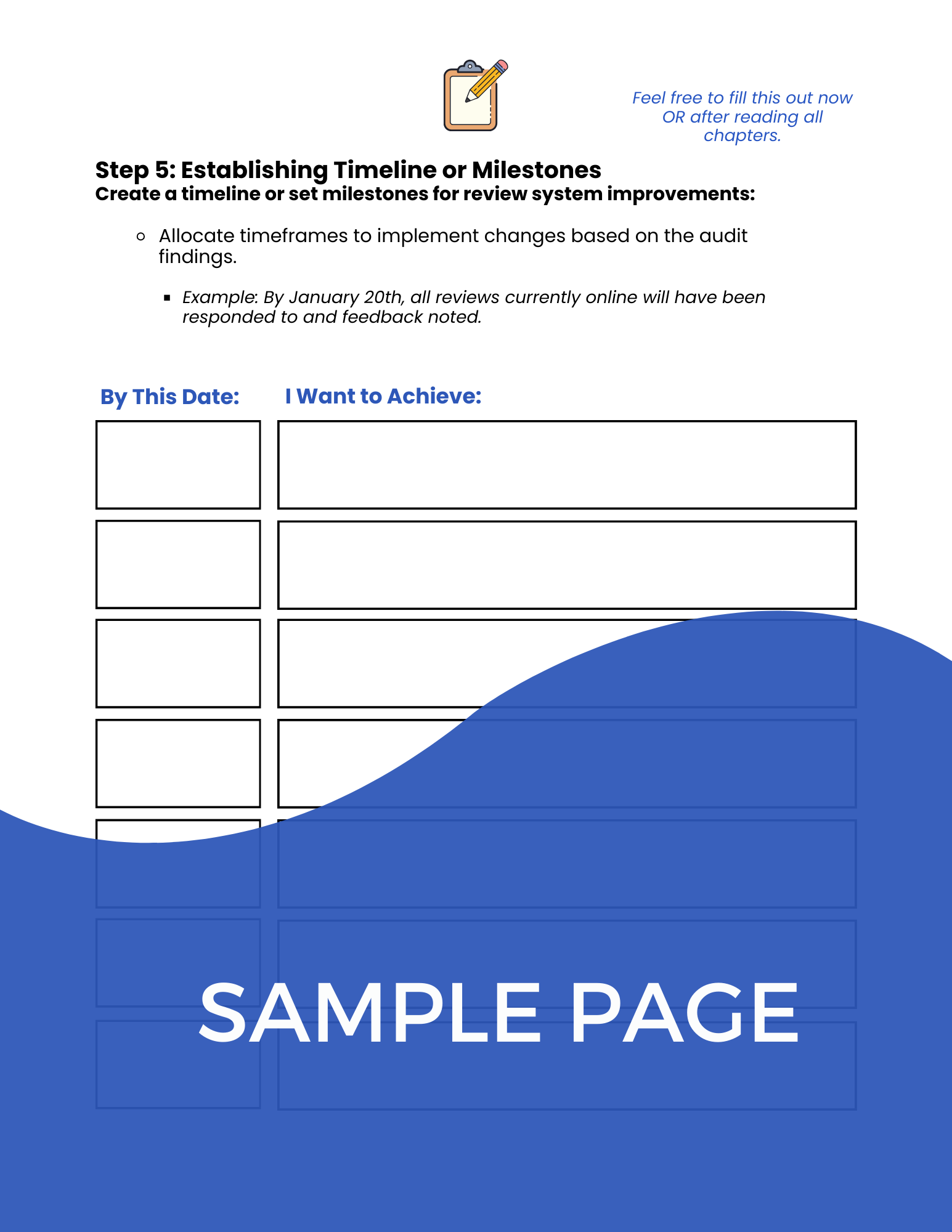 Sample Page of Workbook