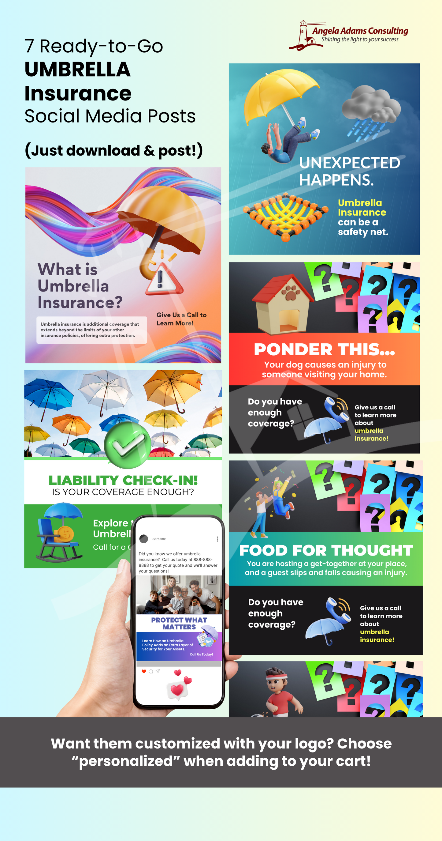 Umbrella Insurance * 7 Pre-Made Social Media Posts